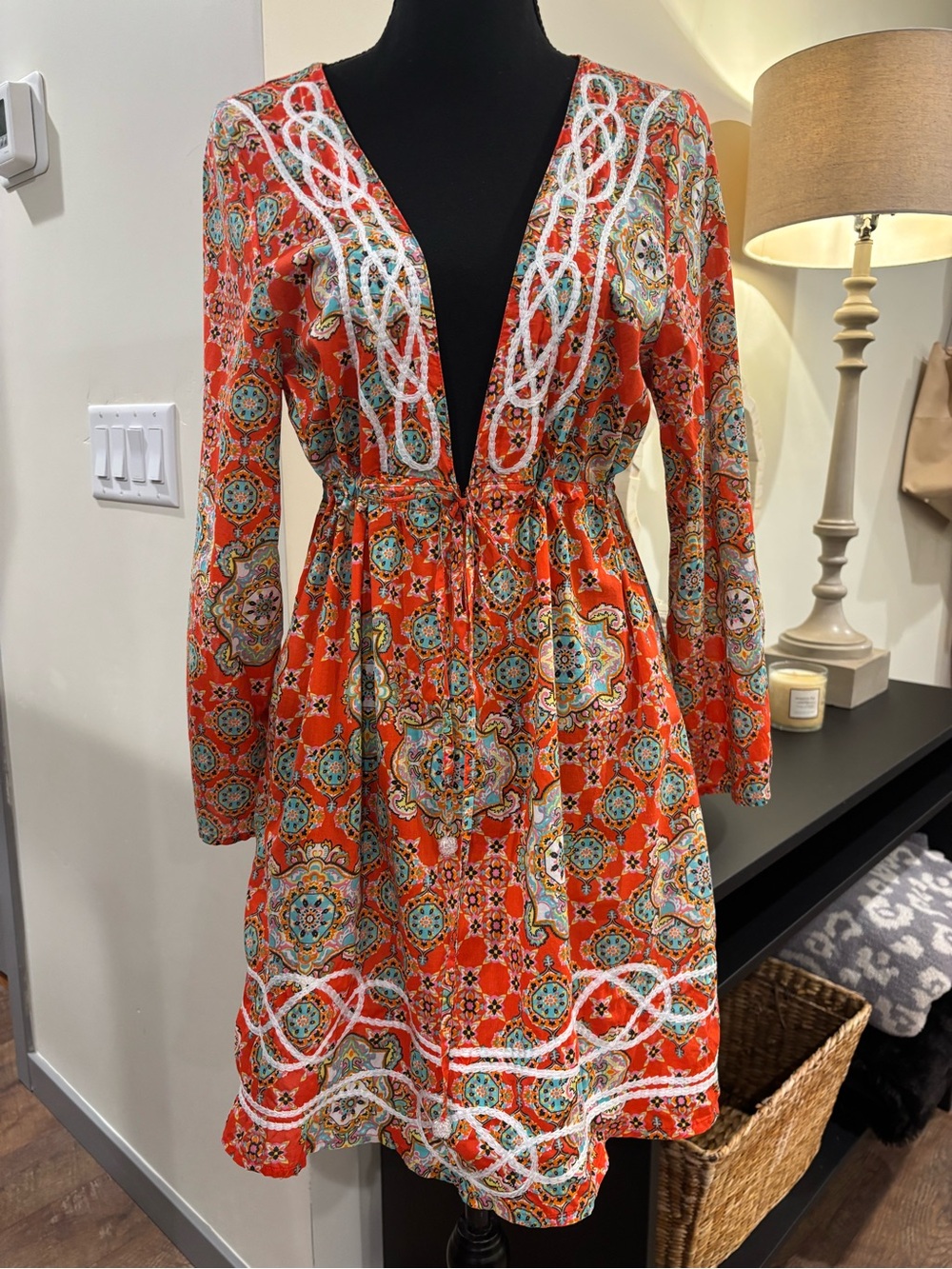 Gianni Bini Cover Up Resortwear Dress Small Bohemian Paisley